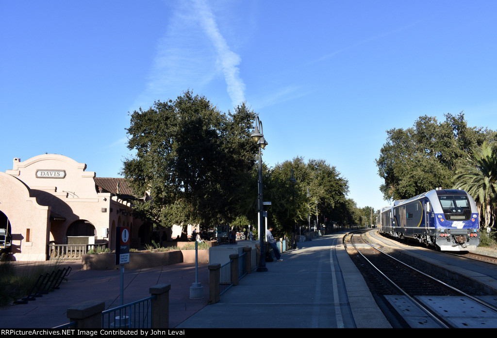 The two Chargers push Amtrak Train # 536 out of Davis Station 